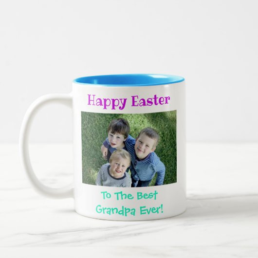 イースター最高のグランパEver Grandkidsの写真 ツートーンマグカップ (左)