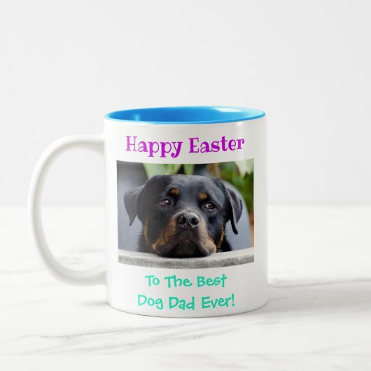 イースター最高のドッグパパエバーペットフォトキープサケ ツートーンマグカップ (左)