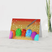 イースター来はイースターの卵とブ絵を描ラシとす シーズンカード (正面)