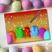 イースター来はイースターの卵とブ絵を描ラシとす シーズンカード