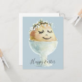 イースター杯の水彩笑顔の卵 カード (正面/裏面インサイチュ)