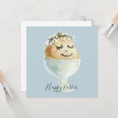 イースター杯の水彩笑顔の卵 カード (正面/裏面インサイチュ)