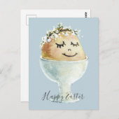 イースター杯の水彩笑顔の卵 ポストカード (正面/裏面)