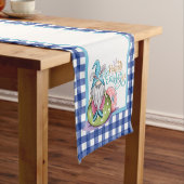 イースター格言バニーブルーギンガム ショートテーブルランナー (インサイチュ)