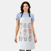 イースター歯科助手トゥースバニー歯科医Tシャツ エプロン (着用した状態)