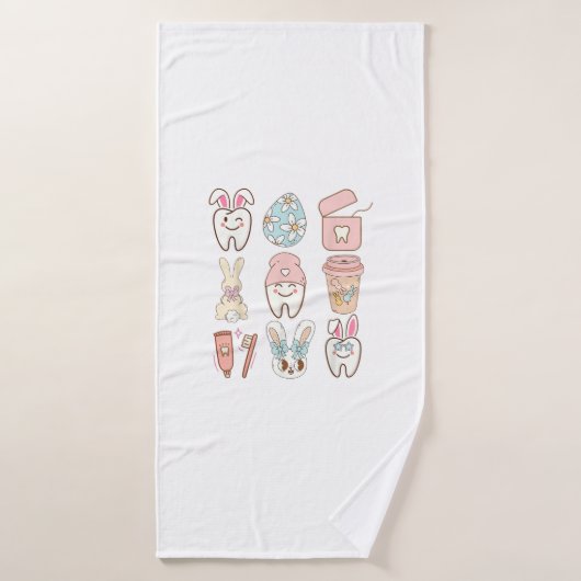 イースター歯科助手トゥースバニー歯科医Tシャツ バスタオル (バスタオル)