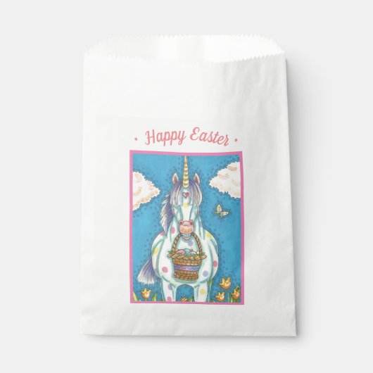 イースター水玉模様ユニコーン、馬ポニーの好意バッグ フェイバーバッグ (正面)