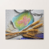 イースター水色のキリスト教の十字のスケッチ ジグソーパズル (横)