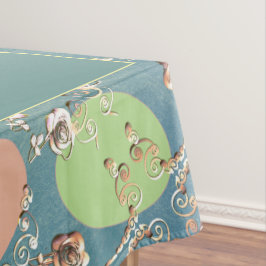 イースター淡い色のグレーパステルエッグ&バラ テーブルクロス