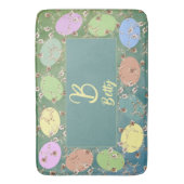 イースター淡い色のグレーパステルエッグ&バラ バスマット (正面縦)