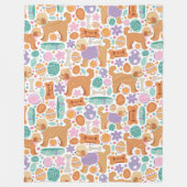 イースター犬とトリートパターン フリースブランケット (正面)