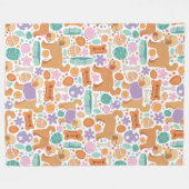 イースター犬とトリートパターン フリースブランケット (正面(横))