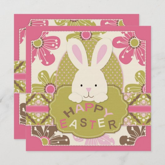 イースター狩りの招待状の正方形 招待状 (正面/裏面)