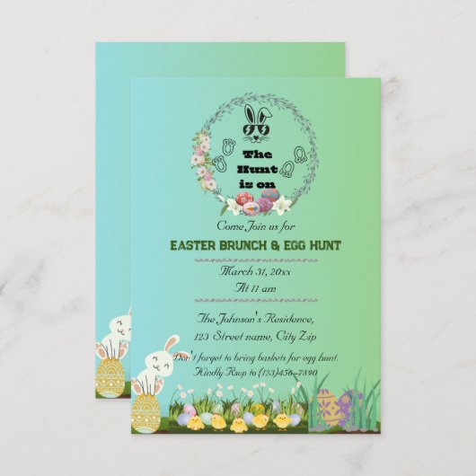 イースター狩りオン招待状 招待状 (正面/裏面)