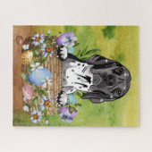 イースター狩りバスケットのアビシニアン砂テリア犬 ジグソーパズル (横)