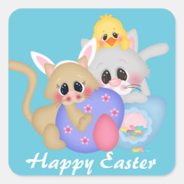 イースター猫とシック・ホリデーのシール スクエアシール