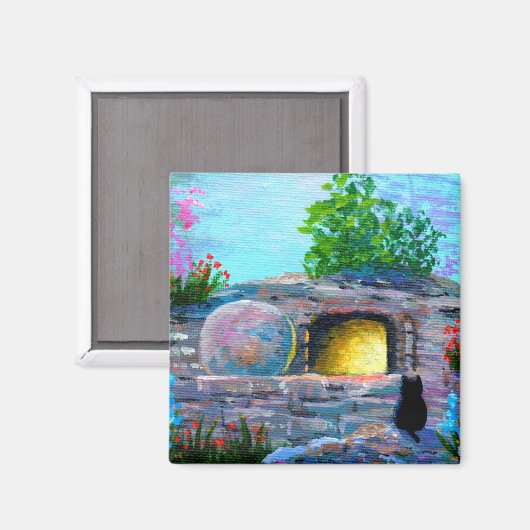 イースター猫のキリスト教の芸術の空の墓 マグネット (正面/裏面)