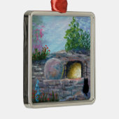 イースター猫のキリスト教の芸術の空の墓 メタルオーナメント (右)