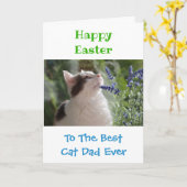 イースター猫パパワールド最高のズのペットの写真 カード (黄色い花)