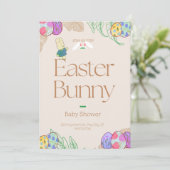 イースター男女兼用バニーグリーンリーベビーシャワー  招待状 (スタンド正面)