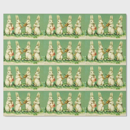 イースター白うさぎオーケストラうさぎをつくる音楽 ラッピングペーパー (フラット)