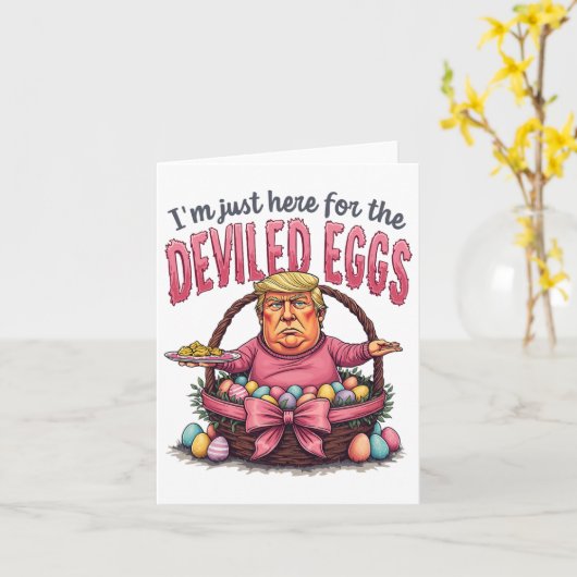 イースター私はちょうど悪魔の卵のためにここにおもしろいいる カード (黄色い花)