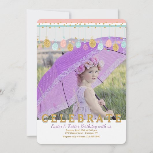 イースター移動式写真の招待状 招待状 (正面)