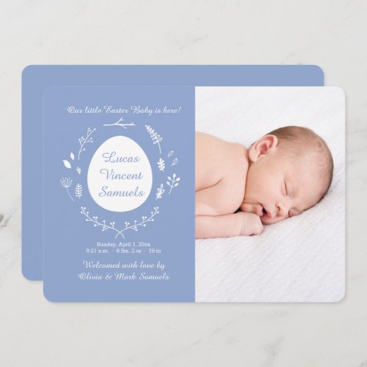 イースター空色の写真の誕生の発表 シーズンカード (正面/裏面)