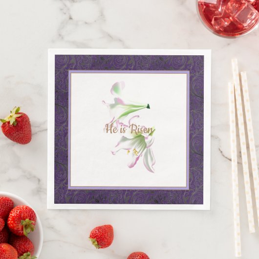 イースター紙ナプキン彼はイースターユリを復活している (インサイチュ)