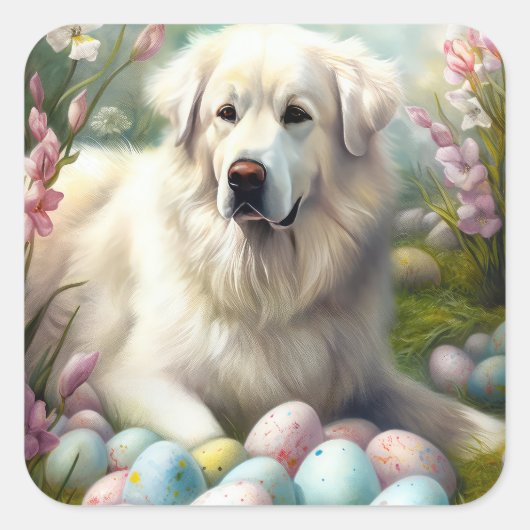 イースター素晴らしエッグ付きピレネー スクエアシール (正面)