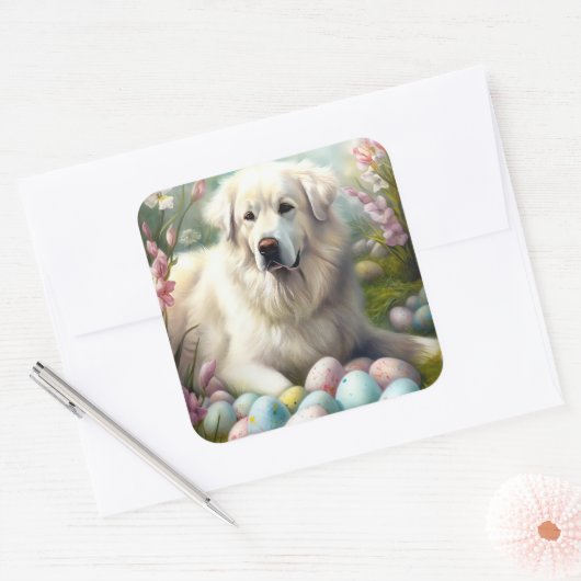 イースター素晴らしエッグ付きピレネー スクエアシール (封筒)