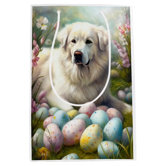 イースター素晴らしエッグ付きピレネー ミディアムペーパーバッグ (正面)