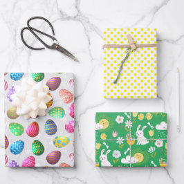 イースター素晴らしラッピング紙フラットシートセット3 ラッピングペーパーシート