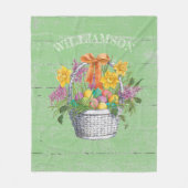 イースター素朴エッグフローラバスケット（緑） フリースブランケット (正面)