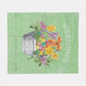 イースター素朴エッグフローラバスケット（緑） フリースブランケット (正面(横))