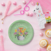 イースター素朴エッグフローラバスケット(緑) ペーパープレート (パーティー)