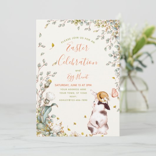 イースター素朴エッグ狩り&お祝い招待状 招待状 (スタンド正面)