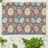 イースター素朴キッチンタオル – ダークパステルエッグ キッチンタオル (折り畳み)