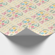 イースター素朴バニー&ローレルリースラッピング紙