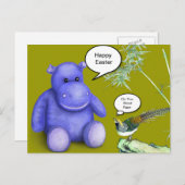 イースター紫色のカバ シーズンポストカード (正面/裏面)