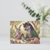 イースター絵を描エッグ – Wolf & Bunny Artおもしろい シーズンポストカード (スタンド正面)