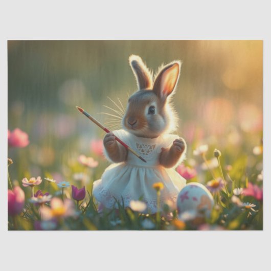 イースター絵を描バニーのヘルパー 薄葉紙 (正面)