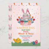 イースター絵を描卵パーティー招待状飾卵 招待状 (正面/裏面)