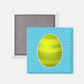 イースター緑のストライプのな卵の青い水玉模様の背景 マグネット (正面/裏面)