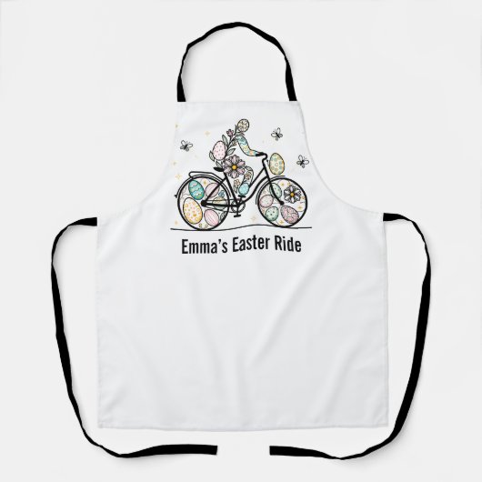 イースター自転車デザインに名前を追加 エプロン (正面)