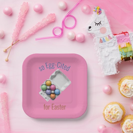 イースター色のイースターエッグの卵をカートンで引用 ペーパープレート (パーティー)