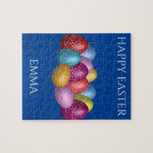 イースター色の卵のパズルと子供の名前。 ジグソーパズル (横)