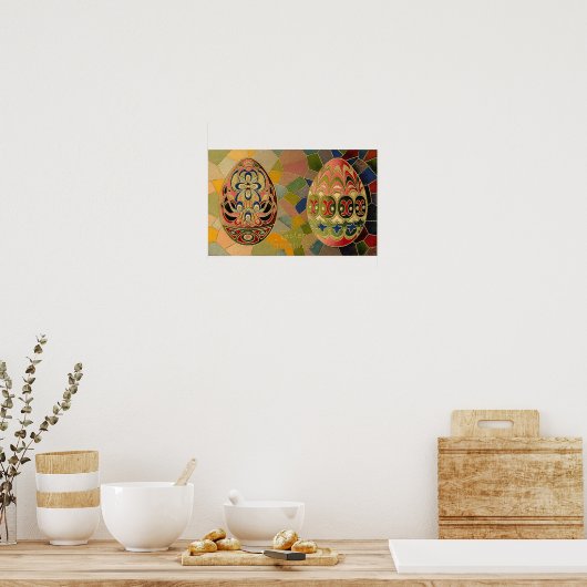 イースター色彩の鮮やかグリーズエッグヴィンテージ ポスター (キッチン)