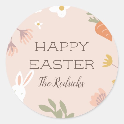 イースター花びらメッセージカード ラウンドシール (正面)
