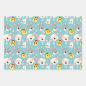イースター花模様と動物 ラッピングペーパーシート (正面2)